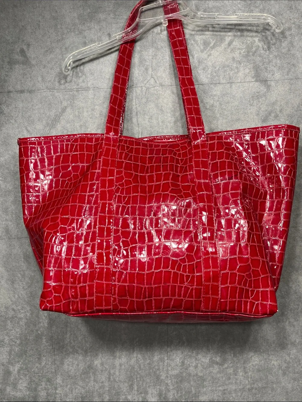 Disney Parks Red Croc Embossed Mickey Bow Tote Bag Disneyland WDW